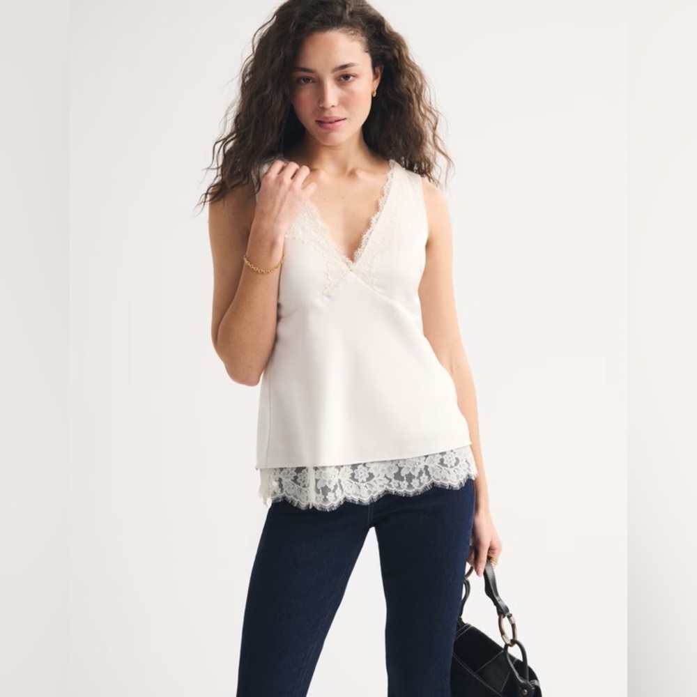 Abercrombie Lace-Trim Tie-Back Tank